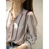 Women's Blouses Autumn Spring 2023 Dameskleding Chiffon Blouse For Women Chemises Femme Stripe Tuniek Elegante Blouselong Sleeve T -stukken