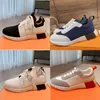 Designer mannen vertrekken Sneakers Platform Bouncing Trainer Leather Trendy Gebreide mesh mannen gebreide skateboard rubber loper Sole Casual Sport Shoes 35-46 met doos No439