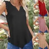 Canottiere da donna Canotte nere Casual Estate Top da donna Moda Spiaggia Scollo a V tinta unita Canotte con volant Senza maniche Camicie rosa carine