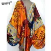 Ethnic Clothing Sexy bech highquality handrolled feel silk rayon fashion print WINYI Maxi womens robes long beach Vneck Bohemian dress 230327