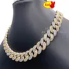 Mode Iced Out Jewelry Hip Hop Style 15mm S925 med VVS Moissanite Diamond High Quality Pass Test Two Tone Cuban Link Chain