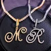 Strengen Snaren Cursieve letters Zirkonia Ketting Intial Naam Ketting Hip Hop Sieraden Goud Zilver Kleur CZ 26 Alfabet Hanger Kettingen 230325