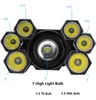 最も強力なT6ヘッドランプ懐中電灯7 LED最も明るい戦術的な狩猟用ヘッドランプトーチ釣りハイキングキャンプのための充電式ズーム可能なヘッドライト