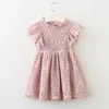 Abiti da ragazza Baby Flower Girls Toddler Bambini Principessa Pizzo Tinta unita Pompon A-foderato Vestito estivo da vacanza al mare 3t 4