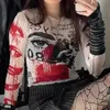 Kvinnor Tshirt Punk Y2K Crop Tops Gothic Street Tee Shirt för avslappnad grundläggande tees kvinnlig sommarlång ärm Top Egirl 230327