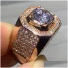 Schmuck 6 Stil Luxus männlich 925 Stelring Sier Pave White Sapphire Cz Diamant Edelsteine Breites Verlobungsband Ring für Männer Dro Dhser