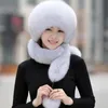 Beanies Beanie/Skull Caps Winter Hat Set Female Warm Fur With Scarf Women Knitted Beret Cap Bonnet Skullies Cold-proof Delm22