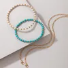 Kolorowe koraliki dla kobiet dla kobiet mody wielowarstwowe metalowe łańcuchy stóp żeńskie akcesoria biżuterii 9617 SeaU22