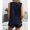 Survêtements pour femmes Femmes Dames Col rond Couleur unie Cordon Service à domicile Deux pièces Ensembles de vêtements Mode Débardeur Shorts Été Sexy