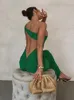 Casual Jurken Een Schouder Backless Bodycon Lang Voor Vrouwen Gewaad Sexy Avondjurk Party Club Wear Groen Wit Zwart C83BF25