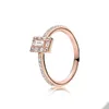 18k Rose Gold Square Halo Ring för Pandora 925 Sterling Silver Wedding Designer Jewelry for Women Girl Girl Gift Cz Diamond Love Rings med original detaljhandelslåda