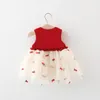 Fille robes 2 pièces 2023 bébé été vêtements enfants coréen mignon cerise maille sans manches enfant en bas âge robe sac tenues ensemble BC336