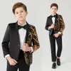 Suits Children's Colour Sequins Embroidered Suit Piano Performance Boy Handsome Host Color Flashing Personality Walk Show Ring Bearer 230327