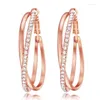 Boucles d'oreilles cerceau Micro pavé Zircon cubique grand pour les femmes délicate fille danse fête accessoires femme bijoux à la mode