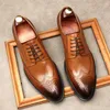 Zapatos de vestir Negro Marrón Hombres Oxford Cuero genuino Hombres de alta calidad Clásico de negocios Formal Brogue para