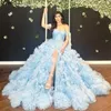 Party Dresses ItsMilla Glitter ruffles Tulle Ball Gown Prom med Boned Sheer Corset Off-the-Shoulder High Slit Formal Evening Dress