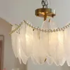 Chandeliers French Luxury Feather Glass Chandelier Retro American Living Room Hanging Light Bedroom Dining Lustre Suspendu Pendant Lamp