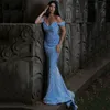 Party Dresses Blue Off The Shoulder Sequins Mermaid Prom Sexy Sweetheart Formal Wedding 2023 Sweep Train Robe De SoireeParty