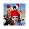 Party Hats Red Hummer Crab Sea Animal Hat Funny Christmas Gift Costume Accessory ADT BARN CAP Gott nytt år GC1925 Drop Leverans DHT86