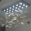 Art Designer Crystal Chandelier Large Hotel Lobby Chandelier Maple Leaves Decoration for Villa Led Living Room Lighting