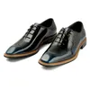 407 Shoes Toe 2024 Square Dress Designer Genuine Mens Leather Flat Black Blue Work Office Business Wedding Social For Male 907 934