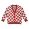 Maglioni da uomo firmati Play Com des Garcons CDG Cardigan con bottoni con scollo a V Cuore rosso Nero Bianco Lana a quadri Taglia XL