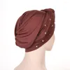 Ethnic Clothing Women's Hair Care Islamic Jersey Head Scarf Rhinestone Muslim Hijab Beads Braid Wrap Stretch Turban Hat Chemo Cap
