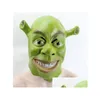 Maski imprezowe zielone shrek lateks film Cosplay Prop Adt Animal Mask for Halloween Costume Fancy Dress Ball GC1254 DR DHS5D