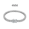 Bracelets à breloques Colliers Linlang S925 Sterling Silver 23456mm Bracelet Full Row Zircon High Carbon Diamond Heavy Duty Tennis Chain