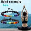 Strand 7 chakra pärlor armband naturlig lava sten pärlor elastiska armband buddha reiki bön yoga kvinnor mode smycken 8mm