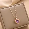 Pendentif Colliers 2023 Coeur De L'Océan Cristal Collier Femme Or Couleur Tempérament Chaîne En Acier Inoxydable Fête Banquet Bijoux