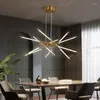 Chandeliers Modern Screw Propeller Led For Living Dining Room Pendant Lamps Iron Art Light Stick Home Decor LOFT Hanging
