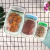 500pcs Reusable Food Storage Bag Mason Jar Shape Snacks Airtight Seal Food Saver Leak-proof Bags Kitchen Organizer Bags 3 Sizes