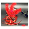 Party Masks Halloween Luminous Feather Led Princess Venetian Mask Hjia488 Drop Delivery 202 Dhacw