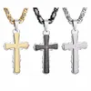 Pendant Necklaces Stainless Steel Necklace Black Silver Color Bible Cross Strong Long Thick Link Byzantine Chain Gift For Men Jewelry MN66