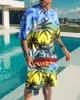 Survêtements pour hommes Costume d'été pour hommes T-shirt à manches courtes imprimé motif Tai Chi 3D vêtements de sport décontracté surdimensionné haut short respirant