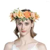 Cabeça de cabeça simulação coroa de coroa de coroa boho fábrica de cabelo floral casamento