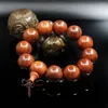 Strand Natural Red Wood Beads Bracelet Tibetan Buddhist Mala Buddha Charm Rosary Yoga Wooden For Women Men Jewelry