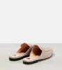 23ss womens fashion Jumbo leather slippers causal mules beige canvas loafers women shoes with gold hardware