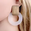 Stud Earrings Kaymen Fashion Acrylic Wood Cute For Girls Geometric White Color Statement Jewelry Bijoux EA-03319