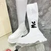 2023new Womens Stretch autumn over the knee boots women black khaki thick white bottom flat platform shoes thigh high boots long boots