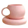 Muggar Creative Big Ceramic Mug Sweet Coffee Cup Nordic Home Handmade Art Water Bottle With Tray For Cold Milk Tea Stor tefatuppsättning