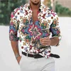 Chemises décontractées pour hommes Chemises hawaïennes Aloha à manches longues pour hommes Chemises hawaïennes ethniques indiennes imprimées tropicales Aloha Chemises aztèques Camisa Hawaiana W0328