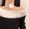 Ras du cou 2023 Vintage noir blanc fleur dentelle collier pour femmes mode corde Chian femme dîner Sexy collier
