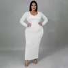 Abiti casual Taglie forti Donna 5XL Costine super elasticizzate Sexy scollato sul retro Fasciatura elegante Abito maxi Goccia all'ingrosso