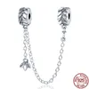 925 Cadeia de segurança de prata esterlina Dangle Charm Beads Adequado para Pandora Pandora Charme Diy Jóias Feminina Acessórios de Moda