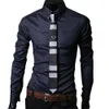 Mens Polos Business Shirt Casual Long Sleeved Male Social Dress S Men Argyle Luxury Style Slim Fit 230328