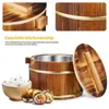 Ciotole Rice Sushi Ciotola Bucket Steamer in legno OKE vasca giapponese piastra cestino di cestino haandiri contenitore in legno in acciaio inossidabile raffreddamento