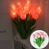 Flores decorativas Tulipas Artificial LED Night Light Wedding Party Decoration Simulação Tulipe Table Lamp atmosfera decoração de casa