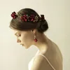 Nakrycia głowy O859 słodkie ręcznie robione opaski z perłami dla kobiet panny młodej Wedding Hair Akcesoria do włosów opaski do włosów Rose i aluminiowe liście
